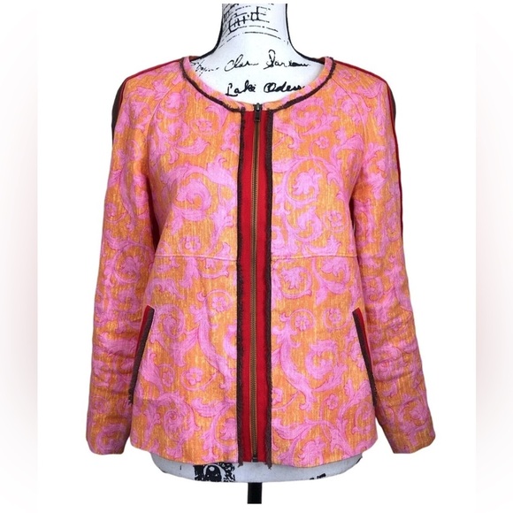 Nwt- Elizabeth & James— Jane Jacket in printed linen- Sz 10 - Picture 1 of 5